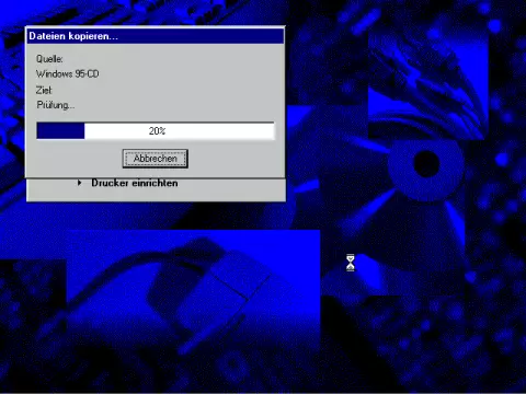 "Screenshot WINDOWS 95 Setup Copying Files"